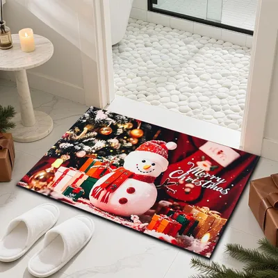 Produktbild von Schneemann Fu?matte Weihnachten, 40¡Á60cm, Tš¹rmatte Weihnachtsdeko, rutschfest Weihnachtsfu?matte, Rot Weihnachtsmatte, Schneemann Weihnachtsteppich fš¹r Tš¹ren, Schlafzimmer, Kš¹chen, Wohnzimmer
