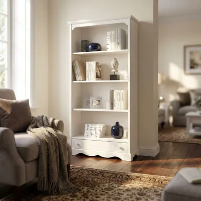 Immagine prodotto di Milani Home - libreria alta 94 x 36 x 189 cm, bianco, legno massello, per ingresso, camera, cameretta e soggiorno