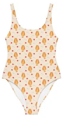 Produktbild von Mr. & Mrs. Panda Badeanzug Katze Mittelfinger Größe XL - Beige - Geschenk, Swimsuit, Tiger, Genervt, Katzen, Cat, Bademode, Cats, Strandmode, Damen-Badeanzug