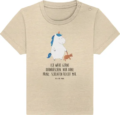 Produktbild von Mr. & Mrs. Panda  T-Shirt Einhorn Teddy 24. - 36. Monat - Natural Raw - Geschenk, Gute Nacht, Einhörner, Single, Baby Baumwollshirt, Unicorn, Kinder Top, Oberteil, Öko