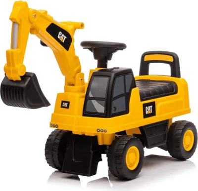 Produktbild von CAT Bagger Rutschauto für Kinder (1–3 Jahre) – mit funktionierendem Baggerarm, Hupe & Stauraum – Offiziell Lizenziert Rutschfahrzeug Gelb