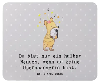 Produktbild von Mr. & Mrs. Panda Mousepad Opernsängerin Herz - Grau Pastell - Geschenk, mauspad laptop, pc, Mouse Pad, mousematte