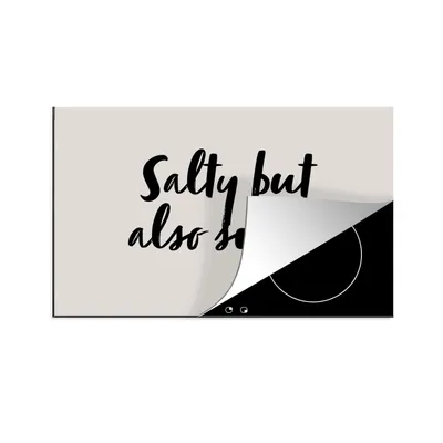 Produktbild von KitchenYeah© Herdabdeckplatte Zitate - Humor - Sprichwörter - Salzig aber auch süß - Kochen , 77x51cm, Küche Deko, Glaskeramikkochfeld Herdabdeckung, Abdeckplatte fùr Kochfeld