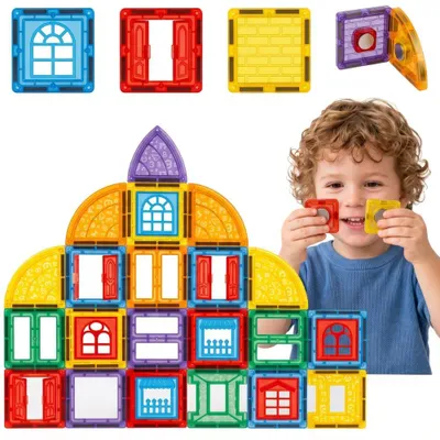 Image de Woopie blocs de construction magnétiques 3d ensemble éducatif château 100 pièces.