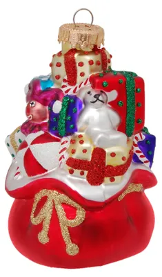 Produktbild von Krebs Glas Lauscha Weihnachtsmann Tasche - Christbaumschmuck aus Glas - Multicolor - Größe ca.10 cm - 01061