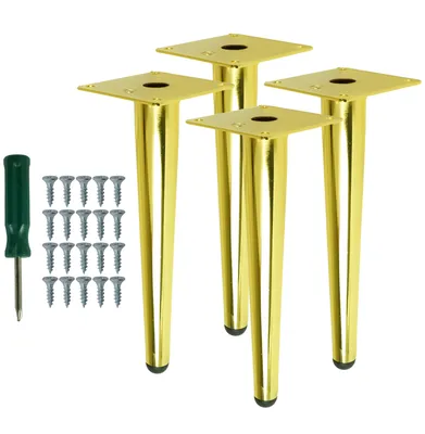 Produktbild von Metallfuß aus Stahl 23 cm gerade Sofafuß Schrankfuße Gold 4 Stück