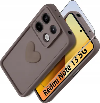 Zdjęcie produktu dla Etui do Xiaomi Redmi Note 13 5G silikonowe MATOWE serce + Szkło ochronne 9H