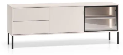 Image de Meuble TV bas Barnee 160 x 40 x 59 cm, 2 portes avec éclairage, couleur au choix