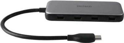 Obrázek produktu pro Deltaco USBC-HUB204, USB typu C, USB typu C, 5000 Mbit/s, Šedá, 100 W, Kulatý kabel