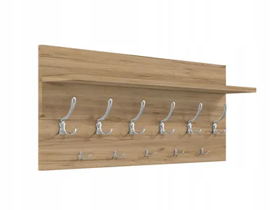 Produktbild von XXL Wandgarderobe "Craft Eiche Gold" 100 cm | Flurgarderobe mit Ablage & 11 Haken | Großes Kleiderhaken Paneel für Familien