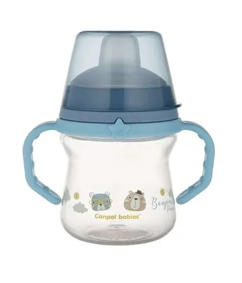 Obrázok produktu pre Canpol Babies, Modrý pohár Bonjour Paris so silikónovým náustkom 150 ml 56/612, 1 ks