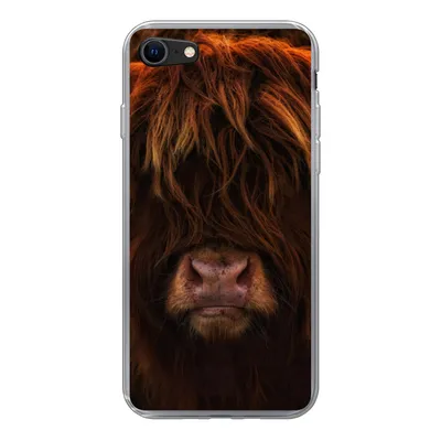 Produktbild von MuchoWow® Handyhülle Schutzhülle Hülle für iPhone 8 Schottischer Highlander - Kuh - Schwarz - Porträt Silikon Softcase Handy Hülle - Schutzhaube