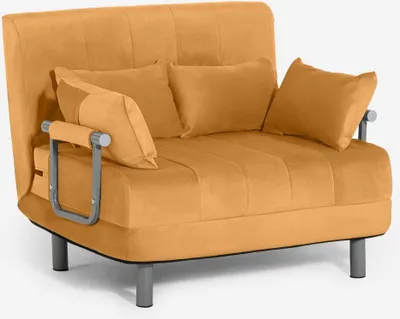 Image de Fauteuil-lit pliable gain de place en velours Deborah Twin Lux - Beige