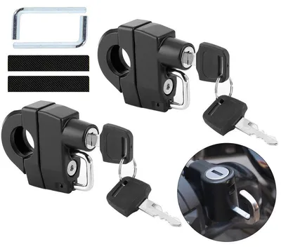 Produktbild von 2er Set Helmschloss Motorrad Fahrrad Helmhalter Diebstahlschutz Lenker Schloss aus Zinklegierung für Motorrad Roller E-Bike ATV