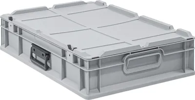 Zdjęcie produktu dla Eurobox NextGen Portable Wyprodukowano w Niemczech | Wys. x szer. x gł. 13,5 x 40 x 60 cm | 23 litry | Szary | Pojemnik euro, skrzynia transportowa, pojemnik transportowy, pojemnik do układania w stosy