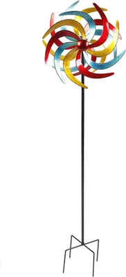 Obrázok produktu pre Kovový veterný mlyn farebný - 140 x 38 cm - dekoratívny veterný mlyn záhradná zástrčka veľká