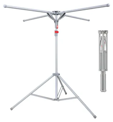 Obrázek produktu pro Sušák na prádlo Relaxdays, skládací, nosnost až 15 kg, výškově nastavitelný, V x H: 100–180 x 125 cm, sušák na prádlo, šedý