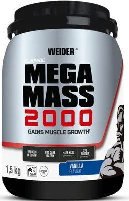 Produktbild von Weider Mega Mass 2000 (1500g) Vanilla - Gewichtszunahme - Ohne Kreatin