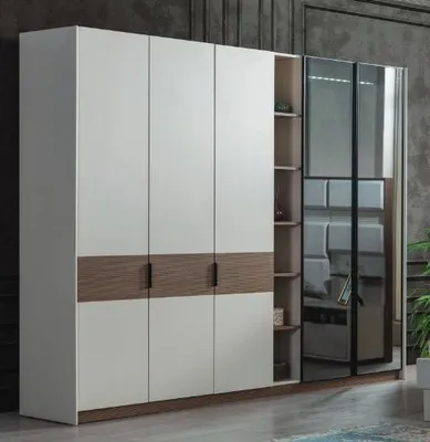 Obrázek produktu pro Bílá šatní skříň do ložnice moderní šatní skříň s posuvnými dveřmi