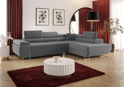 Produktbild von Ecksofa Schlafsofa Sofa MONARO Stoff Poso Grau Ottomane Rechts
