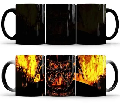 Immagine prodotto di Tazza da caffè termocromatica, Vetroceramica, 301-350 ml, nera con motivo