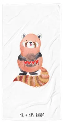Produktbild von Mr. & Mrs. Panda Badehandtuch Roter Panda - Weiß - Geschenk, Strandlaken, Liebling, Duschtuch, Lustige Sprüche, Handtuch, Lieblingsmensch, Herz, Liebe, Reisehandtuch, Rot