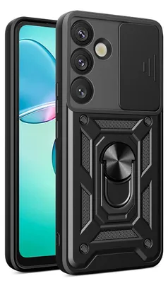 Obrázek produktu pro Pancéřové pouzdro Hybrid Armor Camshield s krytem fotoaparátu a kovovým kroužkem pro Samsung Galaxy S25+ - černé