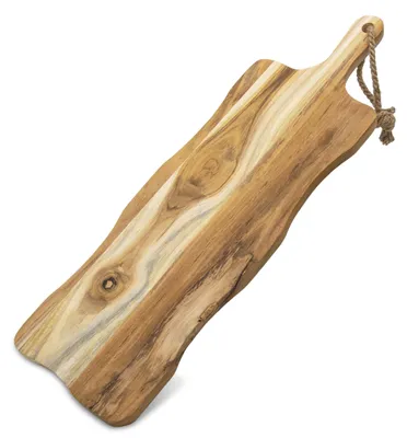 Imagen del producto de Tabla de servir de teca con asa y diseño natural