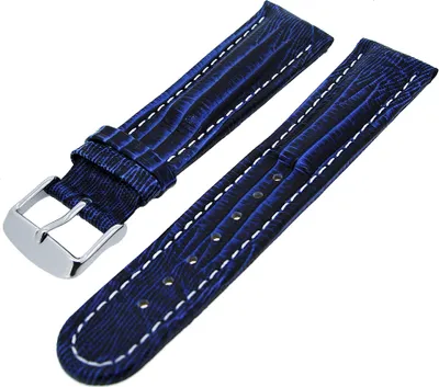 Produktbild von Uhrenarmband Kalbsleder in Teju-Prägung Dunkelblau mit weißer Naht 22mm NEU