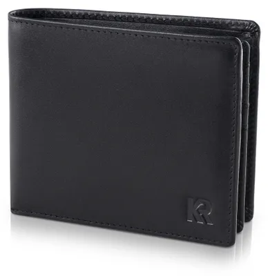 Produktbild von KRONIFY Leder Geldbörse Herren, Echtleder Geldbeutel, RFID Schutz – Schwarz