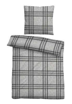 Obrázok produktu pre biberna melange flanelová posteľná bielizeň KARO storm grey 1x 135x200 cm + 1x 80x80 cm