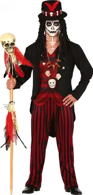 Immagine prodotto di Voodoo Sciamano Costume Halloween Tuta Magica Nero Rosso Aspetto Misterioso Totem Accessorio, Taglia: 52 - 54 (L) Colore: Nero