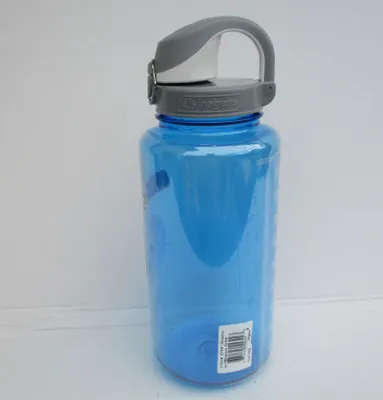 Produktbild von NALGENE Trinkflasche 1 Liter NEU mit OTF Trinkverschluss Flasche Blau Verschluss Grau/Weiss