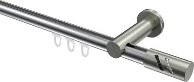 Produktbild von Interdeco Innenlaufstange / Gardinenstange mit Innenlauf Chrom / Edelstahl-Optik, Typ Platon Zoena (Glitzerzylinder), 20 mm Ø 1-läufig, 260 cm