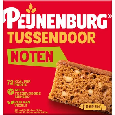 Image de Peijnenburg Tussendoor Notes Bar 115g – collation riche en énergie aux noix