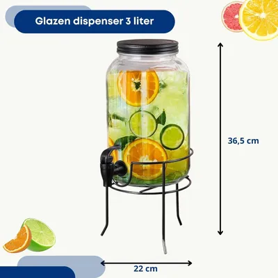 Productafbeelding van Drankdispenser 3 l, met tapkraan, zwarte standaard, voor feest