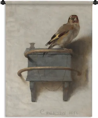 Produktbild von MuchoWow® Wandteppich Wandbehang Der Stieglitz - Alter Meister - Carel Fabritius 60x80 cm Tapisserie Dekoration Wandtuch - Decke - Wandtücher - Wohne