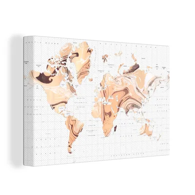 Produktbild von OneMillionCanvasses® - Leinwandbilder - 150x100 cm, Weltkarte - Farbe - Braun, Wandbilder Kunstdruck Wanddekoration