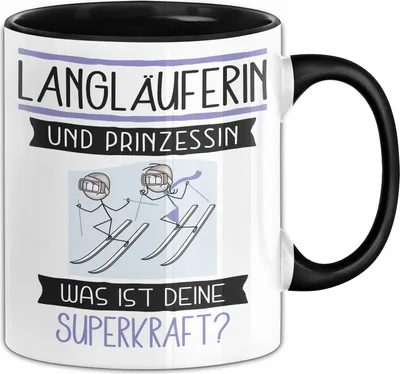 Produktbild von Langläuferin Und Prinzessin Tasse Geschenk Für Eine Langläuferin Geburtstag Was Ist Deine Superkraft (Schwarz)