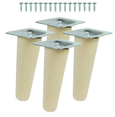 Produktbild von Schräge Buchenbein UNIQ 10 cm mit Montageplatte Rohbuche 4 Stück