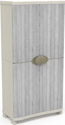 Image de Armoire Space-saver, 90 cm, 4 étagères, Blanc/Gris, Plastique