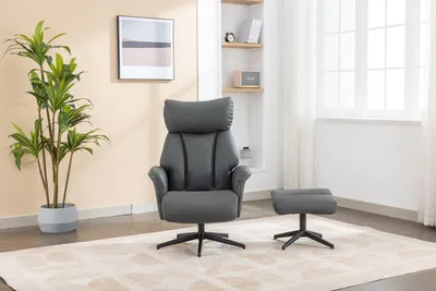 Produktbild von Relaxsessel mit Hocker, ca. 76 x (86,5-113,5) x (109-91,5) cm - Hellgrau