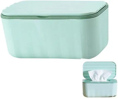 Produktbild von Wandtissuebox - 20x12x9,5 cm - Ruimtebesparend - Stofbestendig - Geschikt für Büros, Badezimmer und Nachtische - Grün
