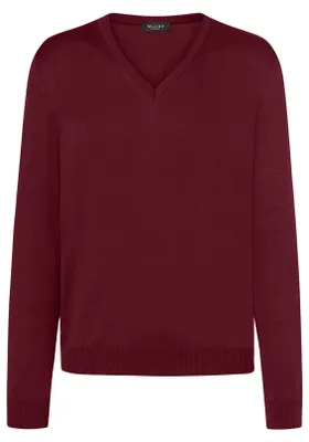 Produktbild von Maerz Herrenpullover V-Ausschnitt Bordeaux Wolle
