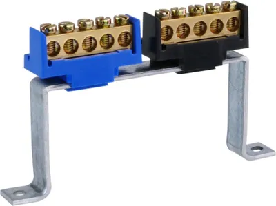 Produktbild von PE/N-Klemme mit Träger (im Verteilerfeld) 4-Module [ 2 x (5P) ] Marlanvil 1006.04 0650