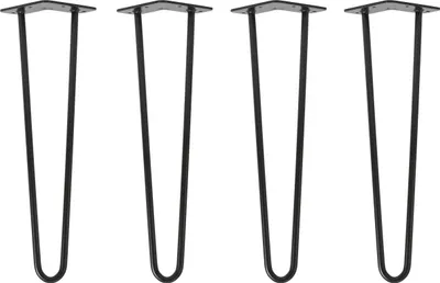 Produktbild von Natural Goods Berlin HAIRPIN Legs, Haarnadelbeine, Möbelfüße, Tischbeine, Schwarz, 45 cm, 2 Streben, 4 Stück