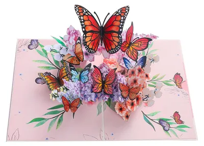 Produktbild von Schmetterlings-3D-Pop-Up-Geburtstagskarte, handgefertigte Überraschungsgrußkarte mit aufwendigem Ausschnittdesign, einzigartiges Geschenk für Freunde, Familie, Jahrestagsgrüße
