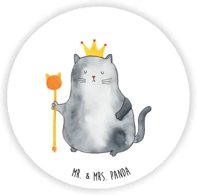 Produktbild von Mr. & Mrs. Panda magnet Katze König - Weiß - Geschenk, Kühlschrankmagnet, pinnwand, für kühlschrank, fotos, Cat, Umzug, Königlich, Cats, Runder, Wohnung