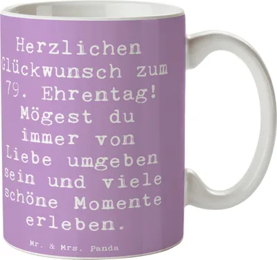 Produktbild von Mr. & Mrs. Panda Kaffeetasse Spruch 79. Geburtstag Glückwünsche - Lavendeltraum - Geschenk, Geburtstagsgeschenk, Tasse, schöne, Happy Birthday, besondere Anlässe, Liebe