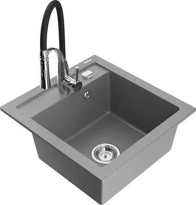 Produktbild von Mexen Vito 1-Becken-Granit-Spüle mit Mischbatterie Aster, Grau - 6503-71-73450-07